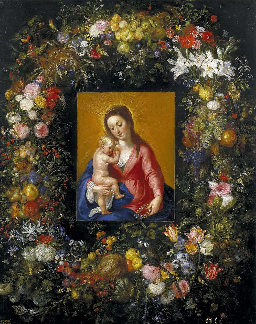 Ян Брейгель Старший. "Мадонна с Младенцем в цветочной гирлянде". 1621. Прадо, Мадрид.